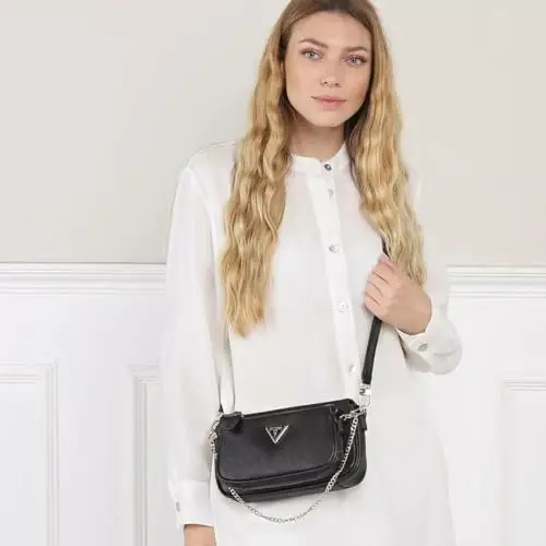 GUESS Noelle DBL Pouch Crossbody, Borsa Donna, Black, Unica miniatura 2