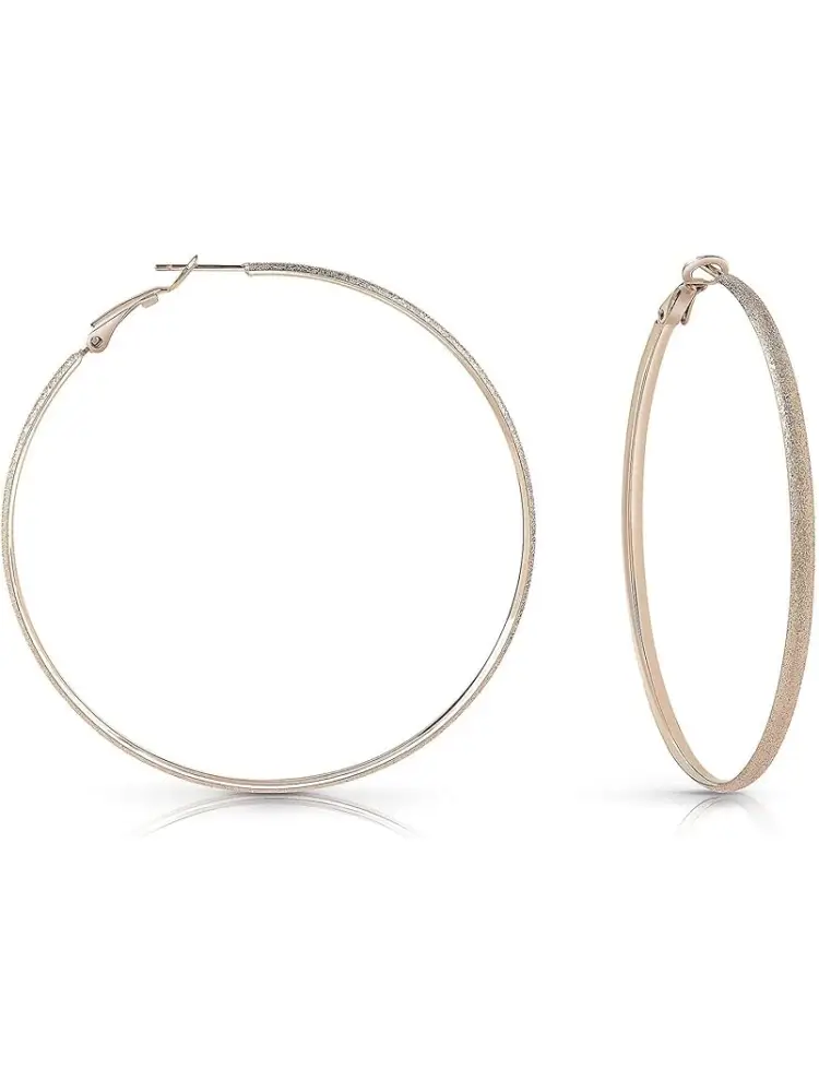 orecchini a cerchio all around color oro rosa glitterato