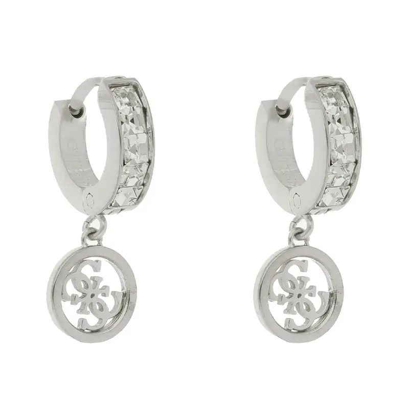 Orecchini Guess Huggie Me JUBE03 147JW Placcatura in argento rodiato
