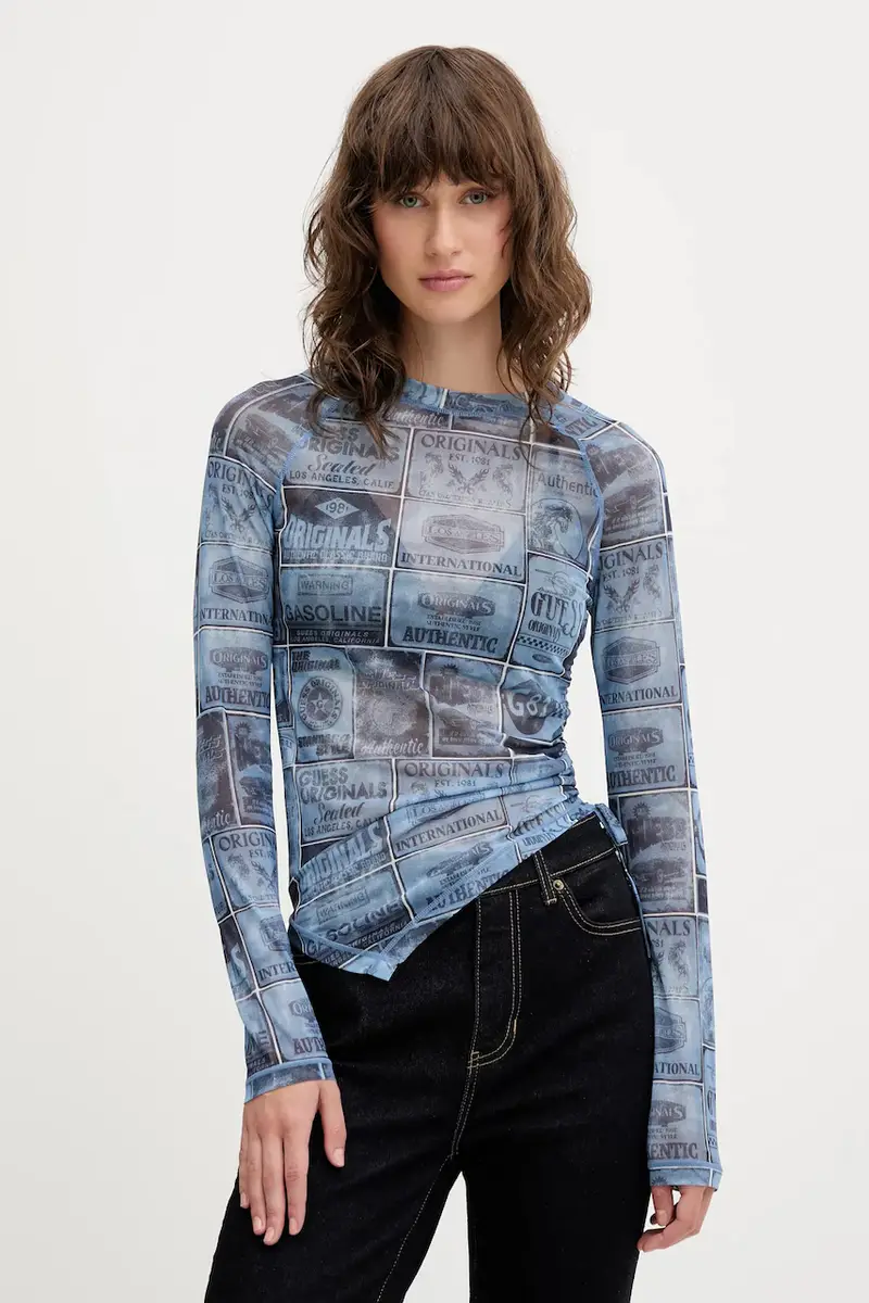 camicia a maniche lunghe colore blu W5YP43 KBBF2