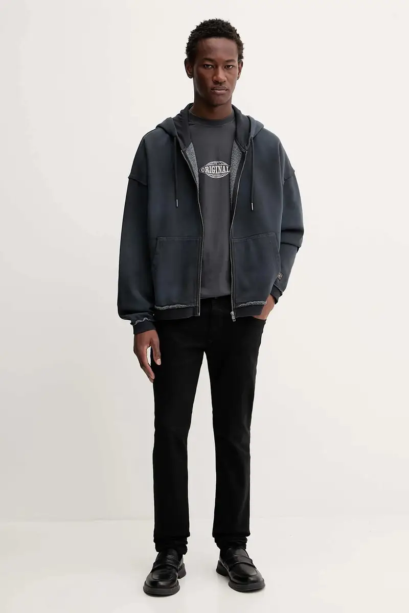 felpa colore grigio con cappuccio M5BQ41 K4110 miniatura 5