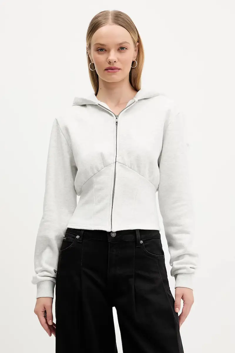 felpa donna colore grigio con cappuccio W5BQ29 K4110