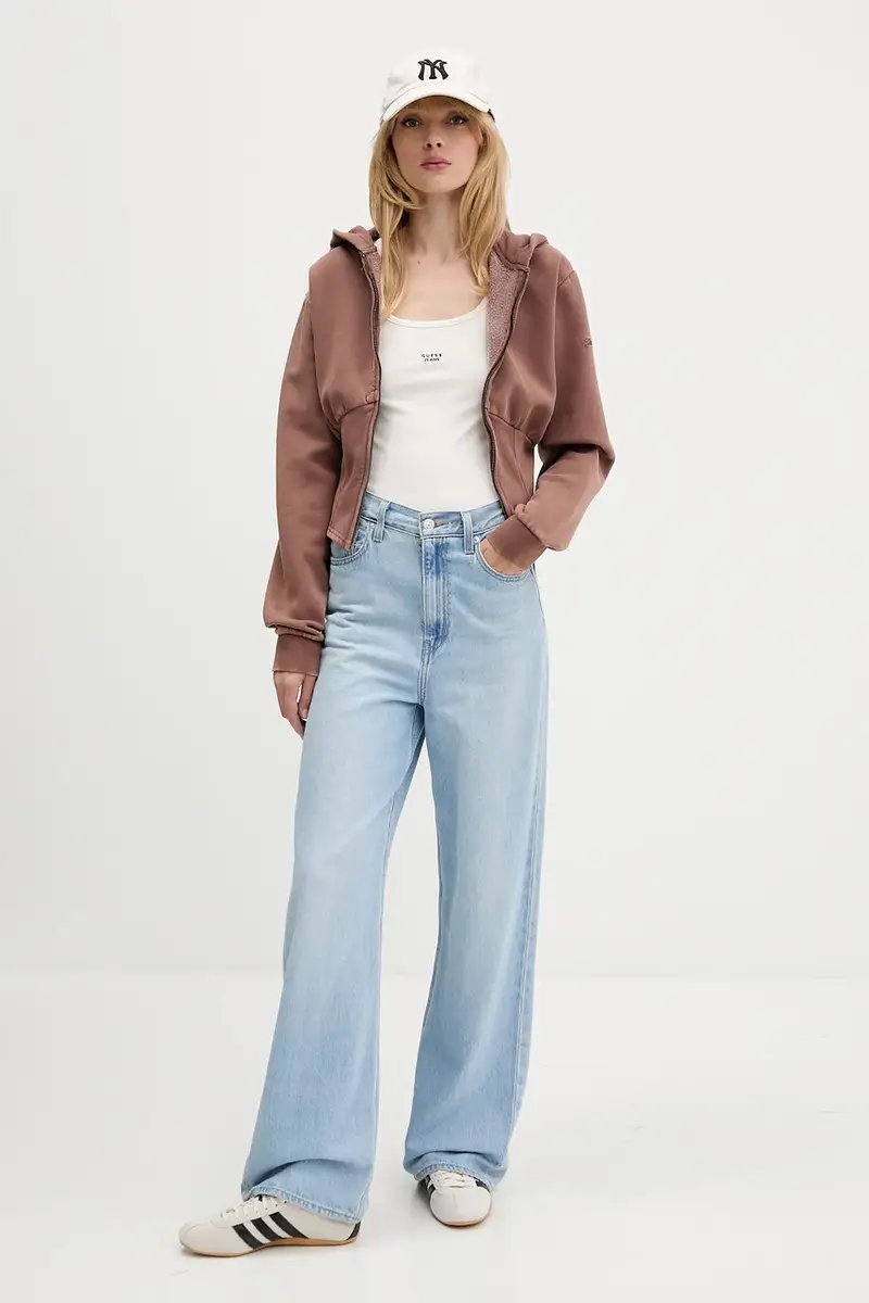 felpa donna colore marrone con cappuccio W5BQ29 K4110 miniatura 2