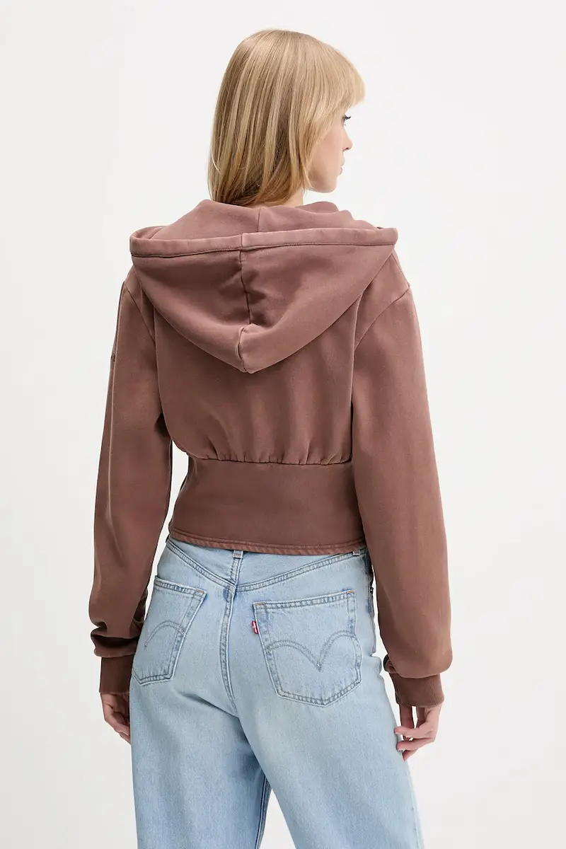 felpa donna colore marrone con cappuccio W5BQ29 K4110 miniatura 3