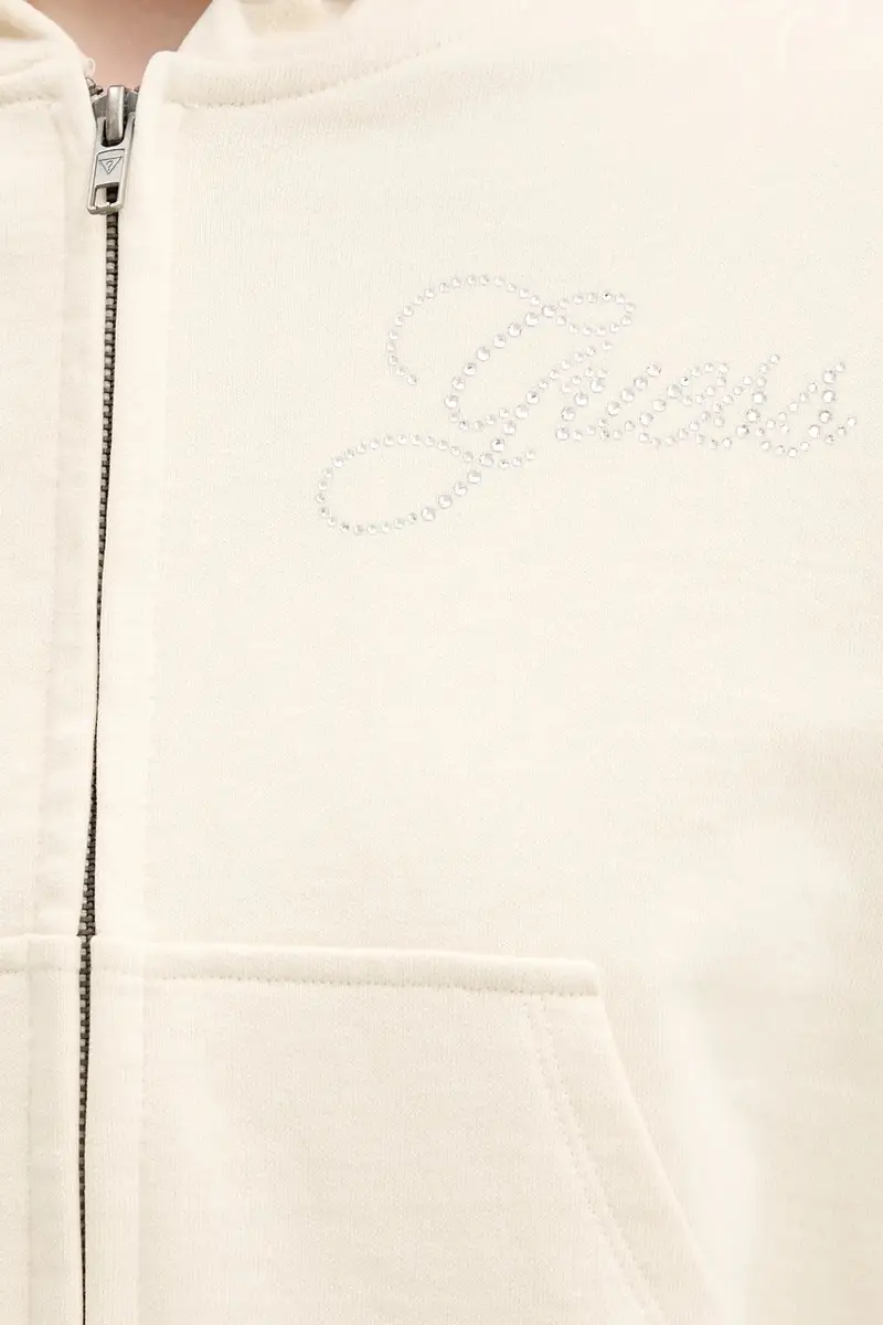 felpa in cotone donna colore beige con cappuccio W5RQ13 K68I1 miniatura 5