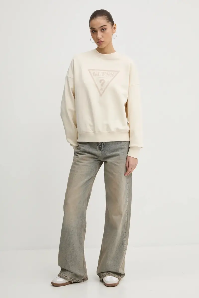 felpa in cotone donna colore beige W5RQ14 K68I1 miniatura 2