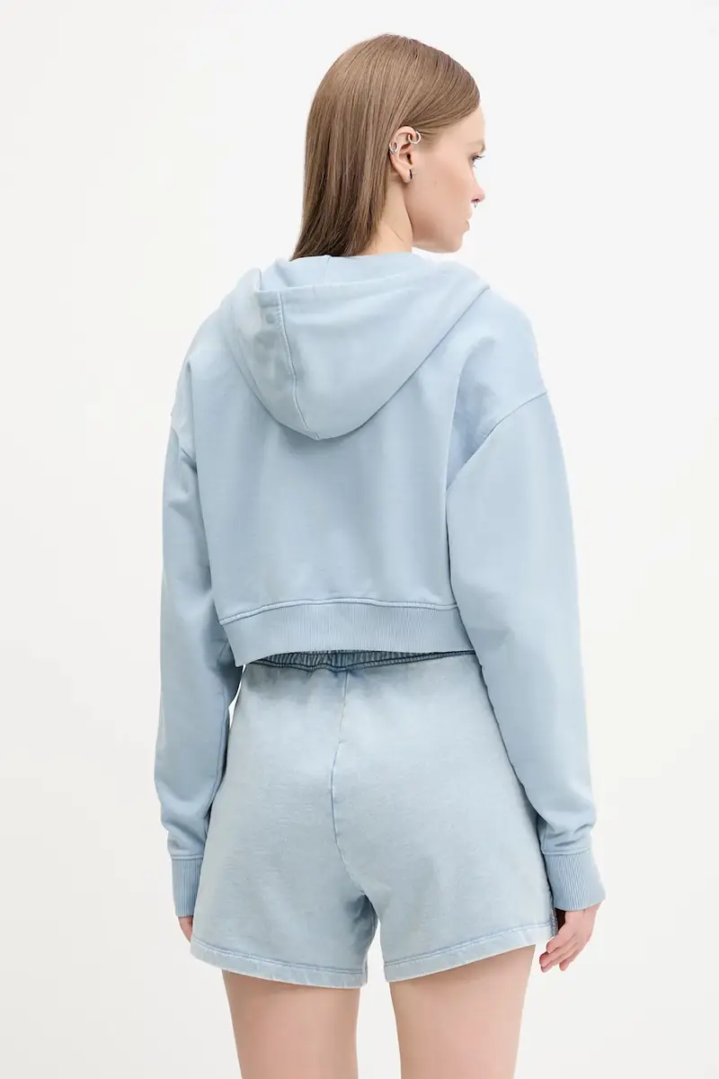 felpa in cotone donna colore blu con cappuccio W5RQ13 K68I1 miniatura 3