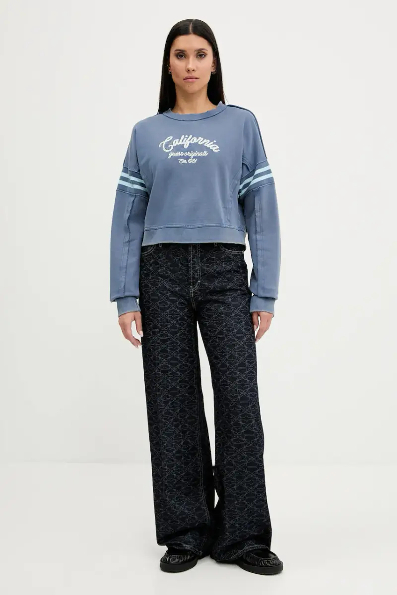 felpa in cotone donna colore blu W5YQ24 K68I4 miniatura 2