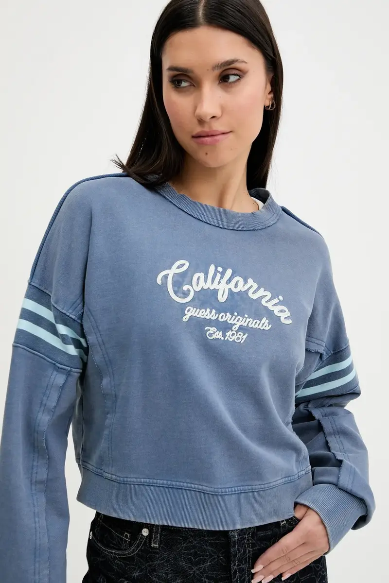 felpa in cotone donna colore blu W5YQ24 K68I4 miniatura 4