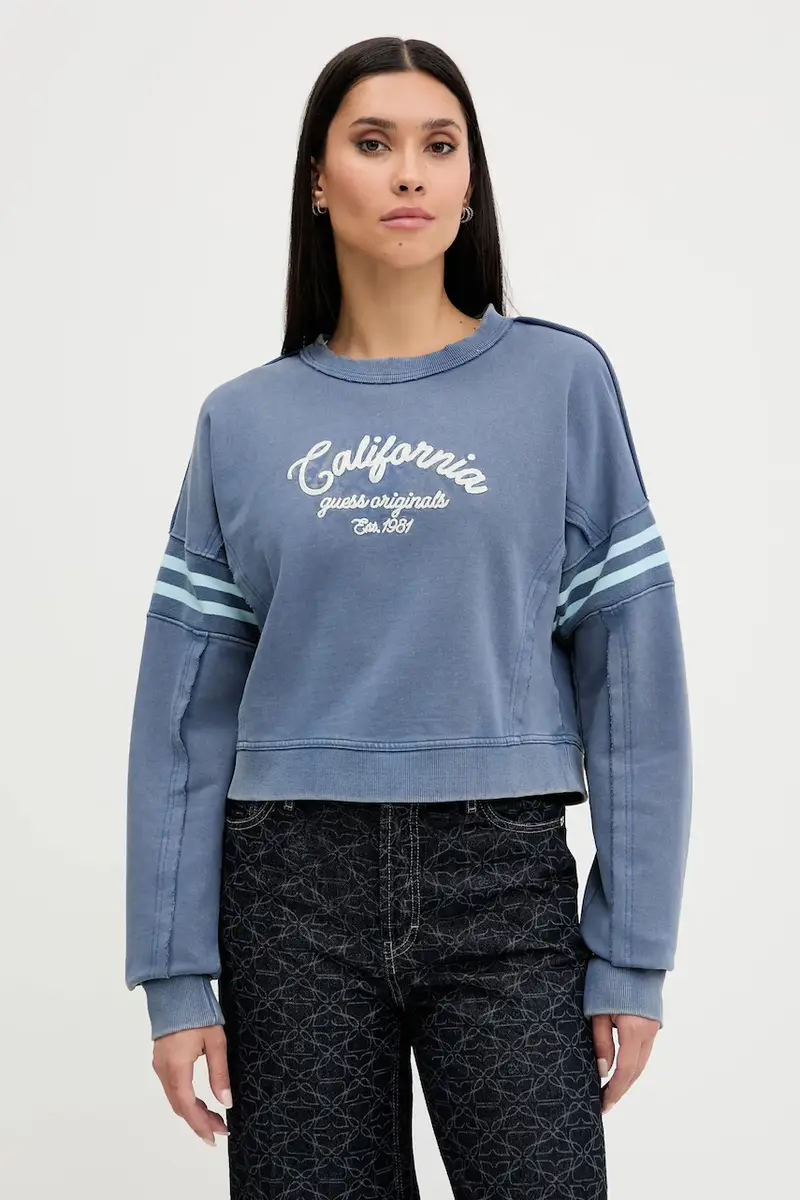 felpa in cotone donna colore blu W5YQ24 K68I4