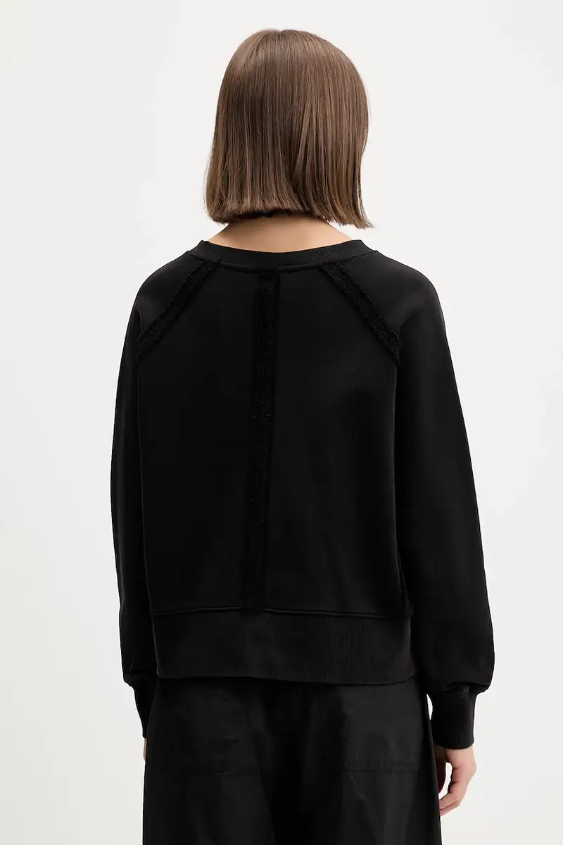 felpa in cotone donna colore nero con applicazione W5BQ27 KCPR1 miniatura 3