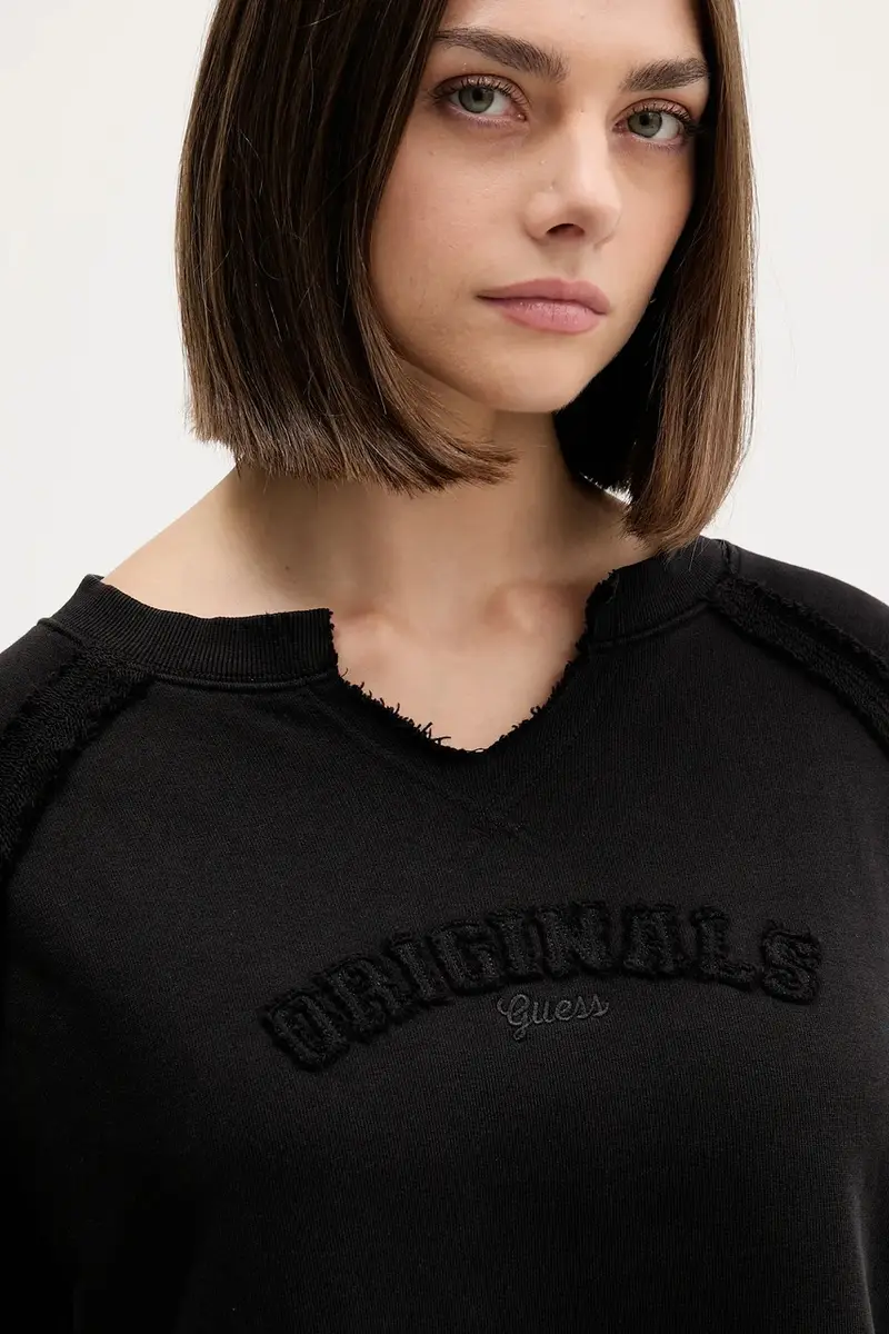 felpa in cotone donna colore nero con applicazione W5BQ27 KCPR1 miniatura 4