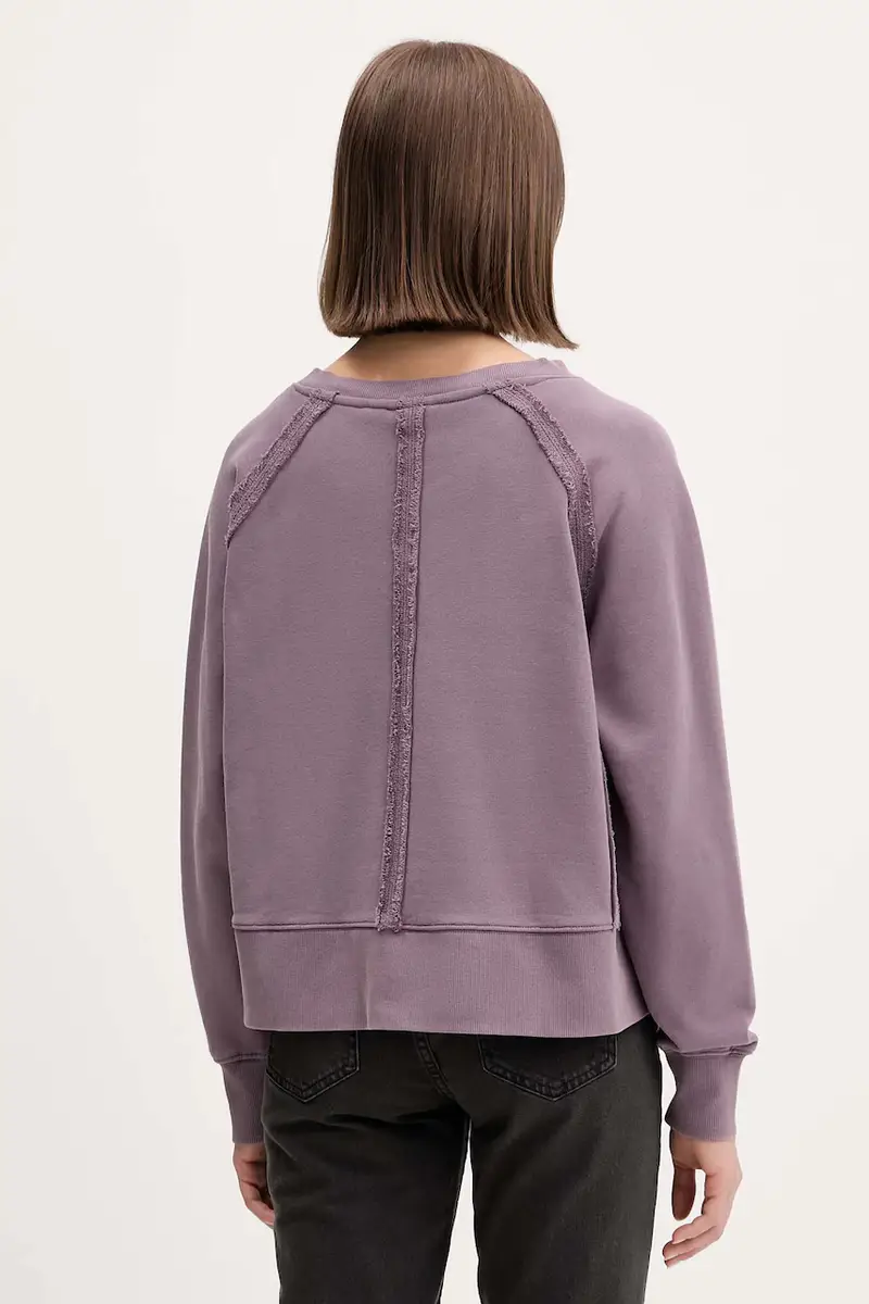 felpa in cotone donna colore violetto con applicazione W5BQ27 KCPR1 miniatura 3