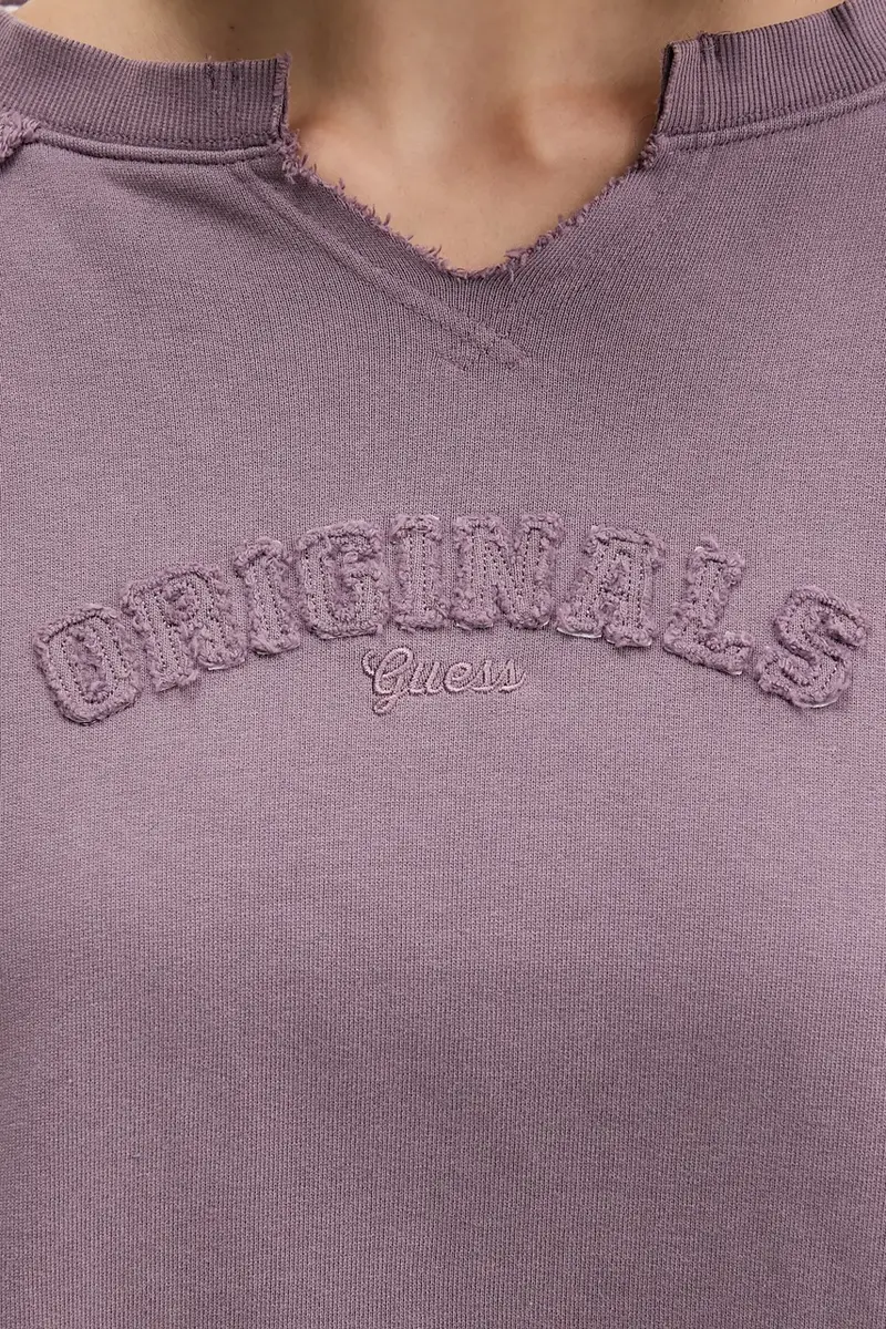 felpa in cotone donna colore violetto con applicazione W5BQ27 KCPR1 miniatura 4