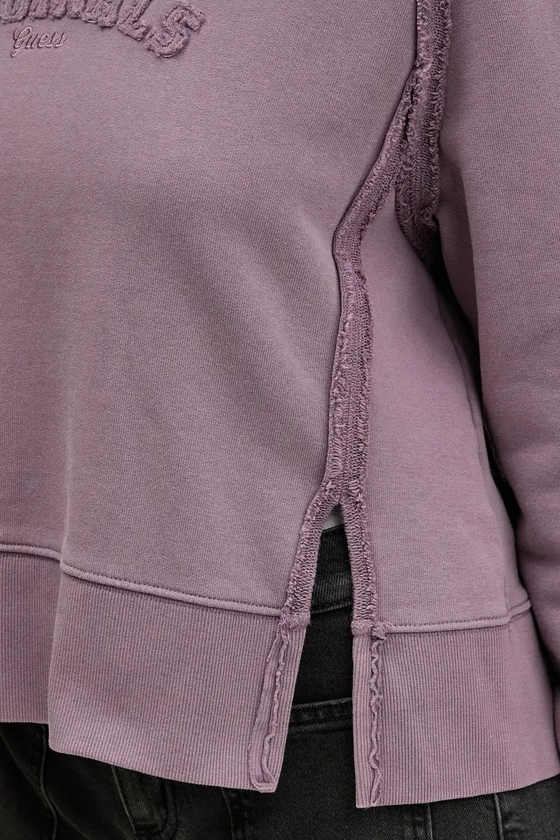 felpa in cotone donna colore violetto con applicazione W5BQ27 KCPR1 miniatura 5