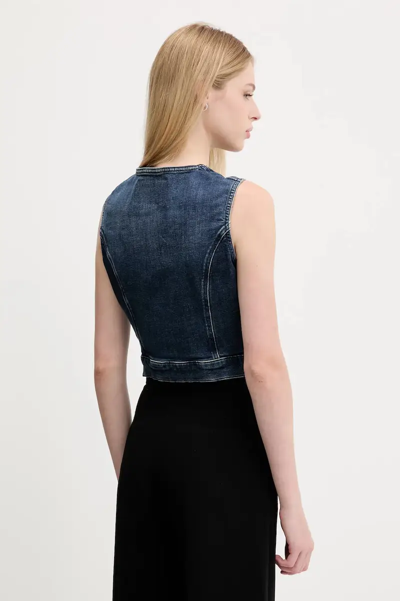 gilet di jeans colore blu W5YN71 D4H1D miniatura 3