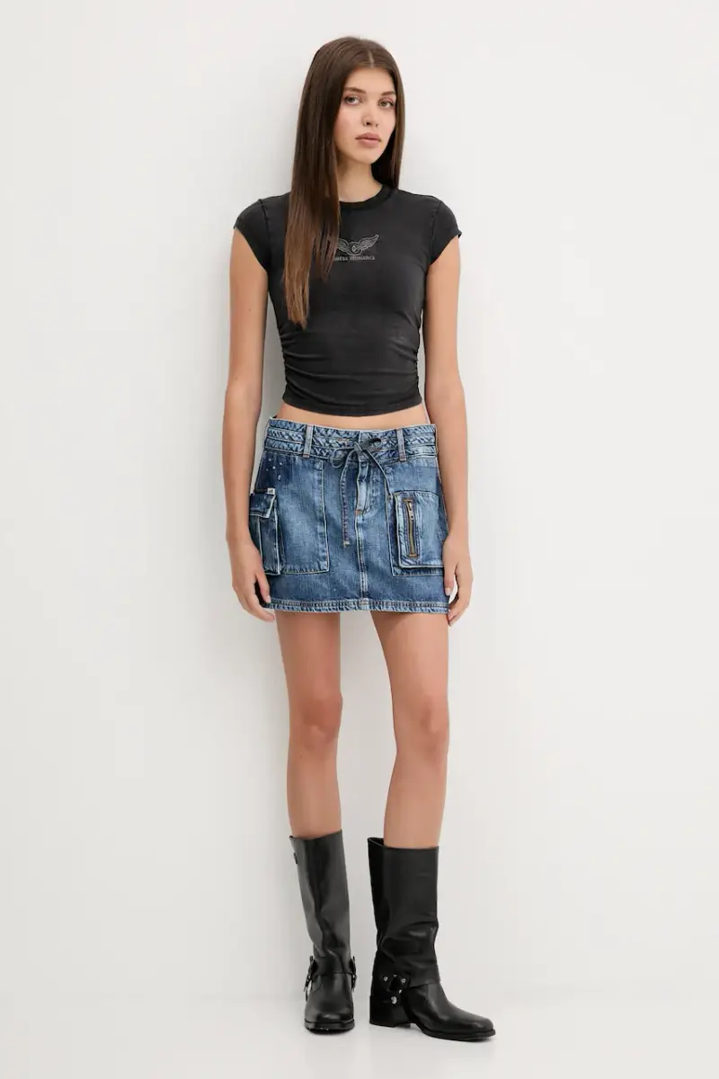 gonna di jeans HARRINGTON colore blu W5YD0L D5R01 miniatura 2