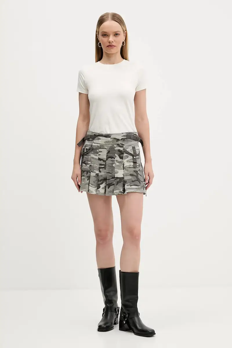 gonna in cotone colore grigio W5YD0O WHFN1 miniatura 2