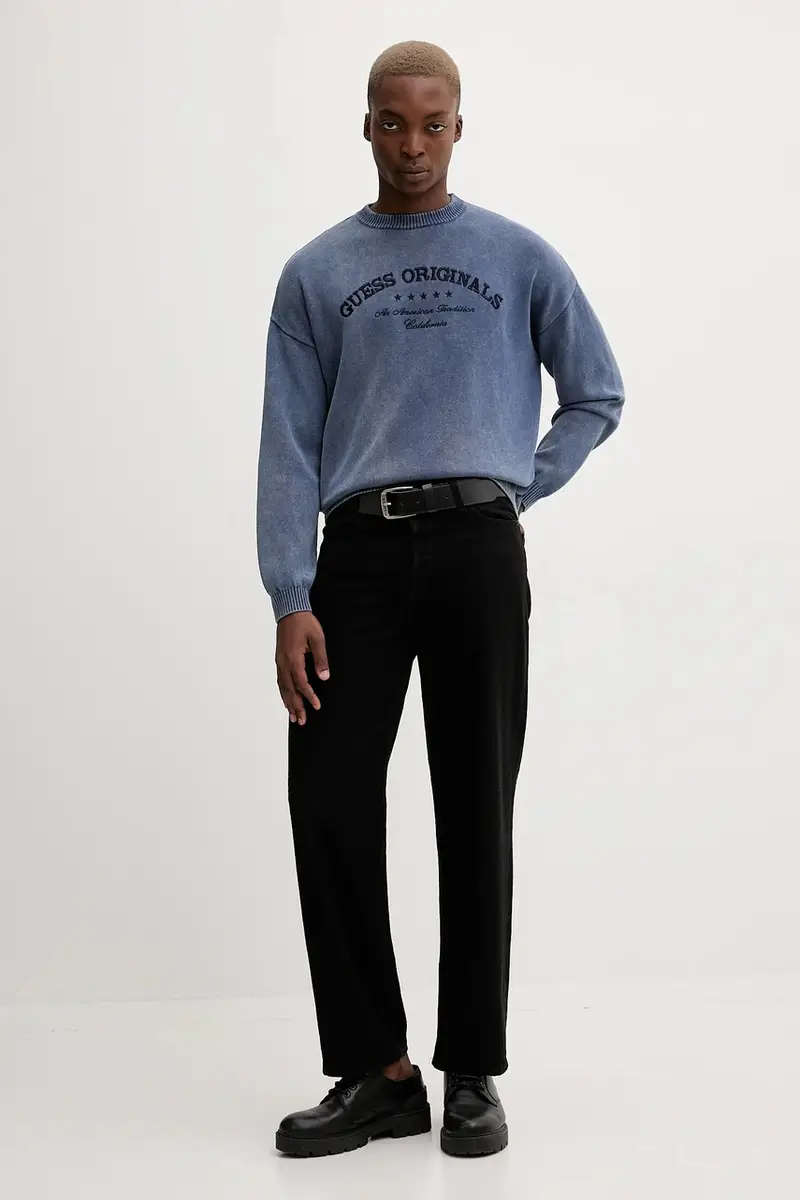 maglione in cotone uomo colore blu navy M5BR01 Z3P41 miniatura 2