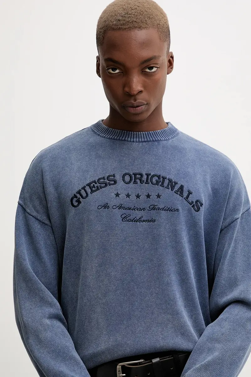 maglione in cotone uomo colore blu navy M5BR01 Z3P41 miniatura 4