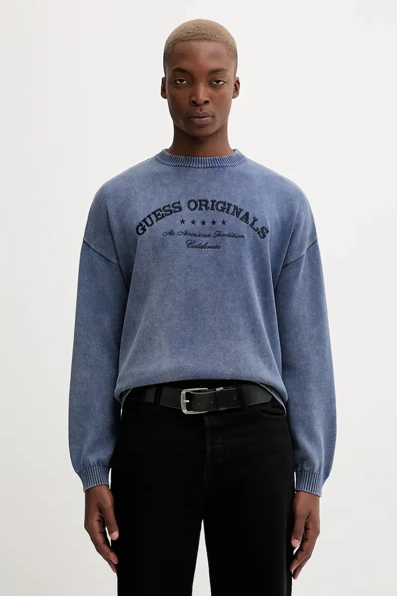 maglione in cotone uomo colore blu navy M5BR01 Z3P41