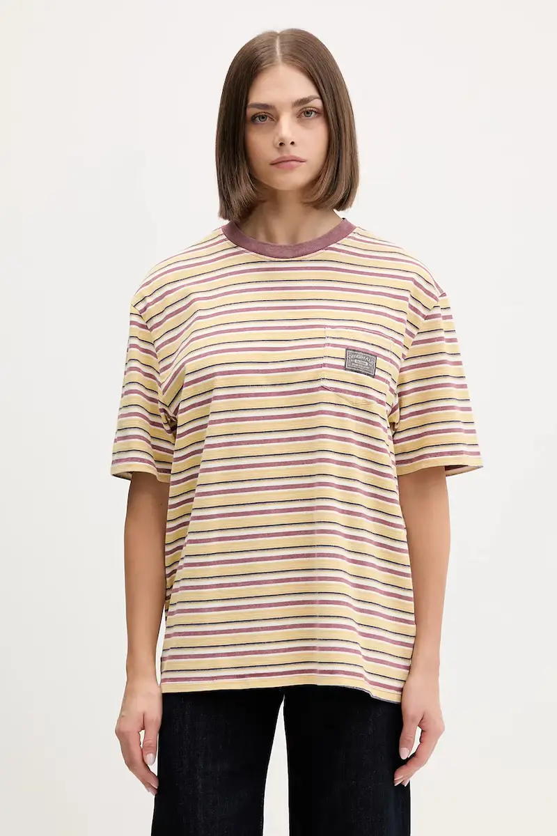 t-shirt in cotone colore giallo M5BI18 K8FQ4 miniatura 2