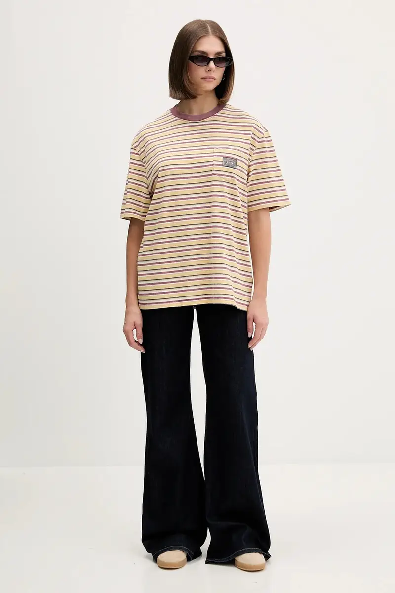 t-shirt in cotone colore giallo M5BI18 K8FQ4 miniatura 4