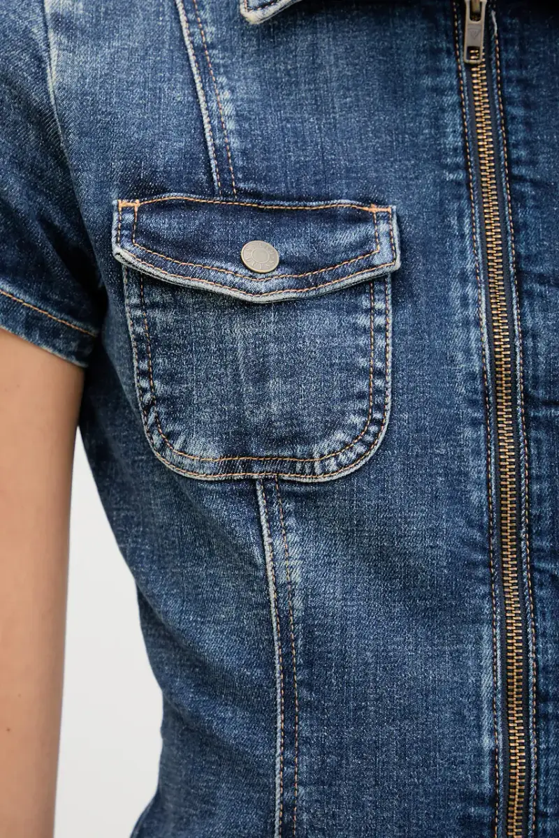 vestito di jeans colore blu W5YK71 D4H1D miniatura 5