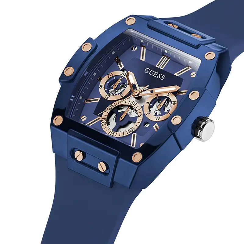 Orologio al quarzo multifunzionale da uomo, con quadrante blu e cinturino retrattile Un orologio in stile casual Modello GW0203G7 miniatura 5