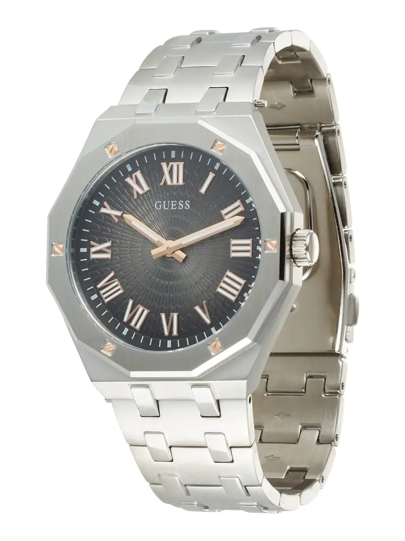 GUESS Orologio analogico 'Asset' oro / nero / argento