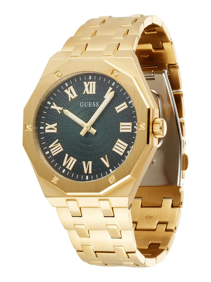 GUESS Orologio analogico 'ASSET'  oro / verde scuro