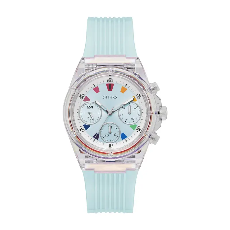 GUESS Orologio analogico 'ATHENA'  blu pastello / trasparente
