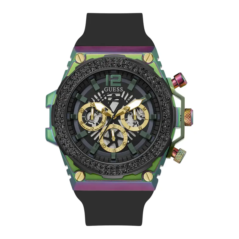 GUESS Orologio analogico 'Athena'  verde chiaro / lilla / colori misti / nero