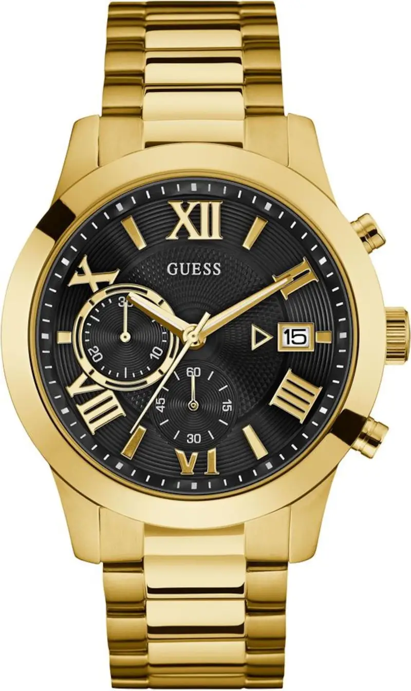 GUESS Orologio analogico 'Atlas'  oro / nero