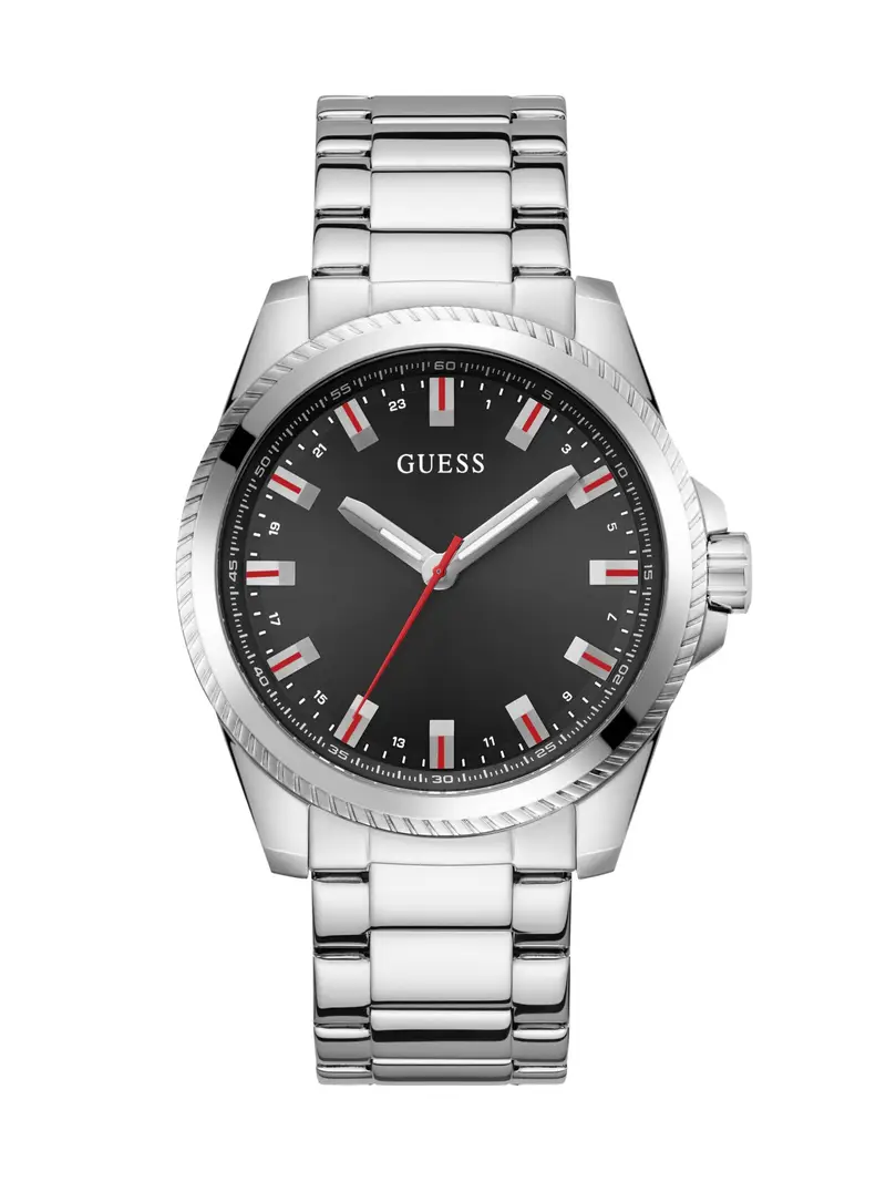 GUESS Orologio analogico 'CHAMP' nero / argento