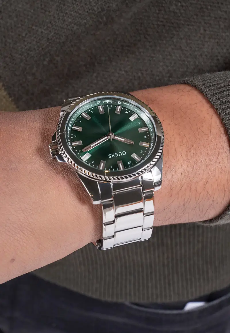 GUESS Orologio analogico 'Champ' nero / argento miniatura 3