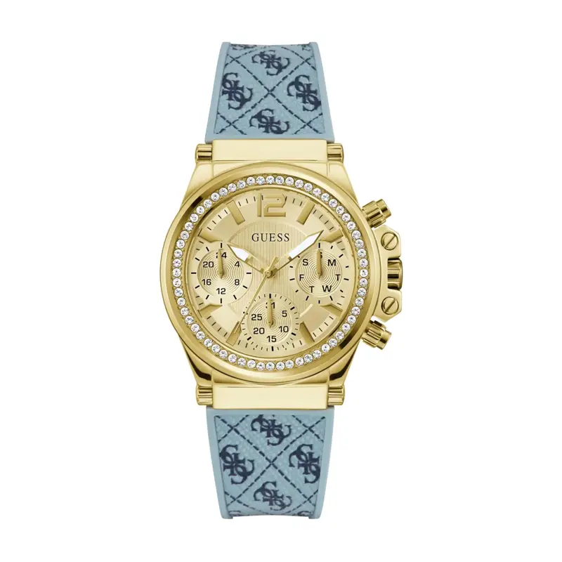GUESS Orologio analogico 'Charisma' navy / blu fumo / oro