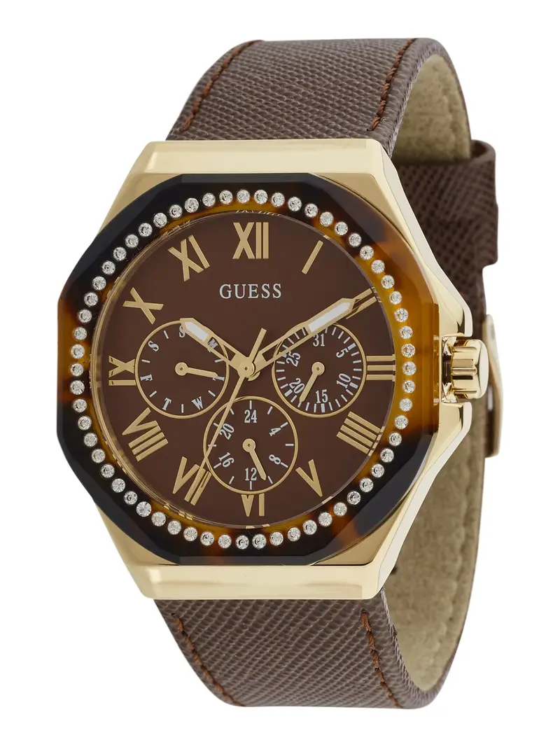 GUESS Orologio analogico cioccolato / oro / trasparente
