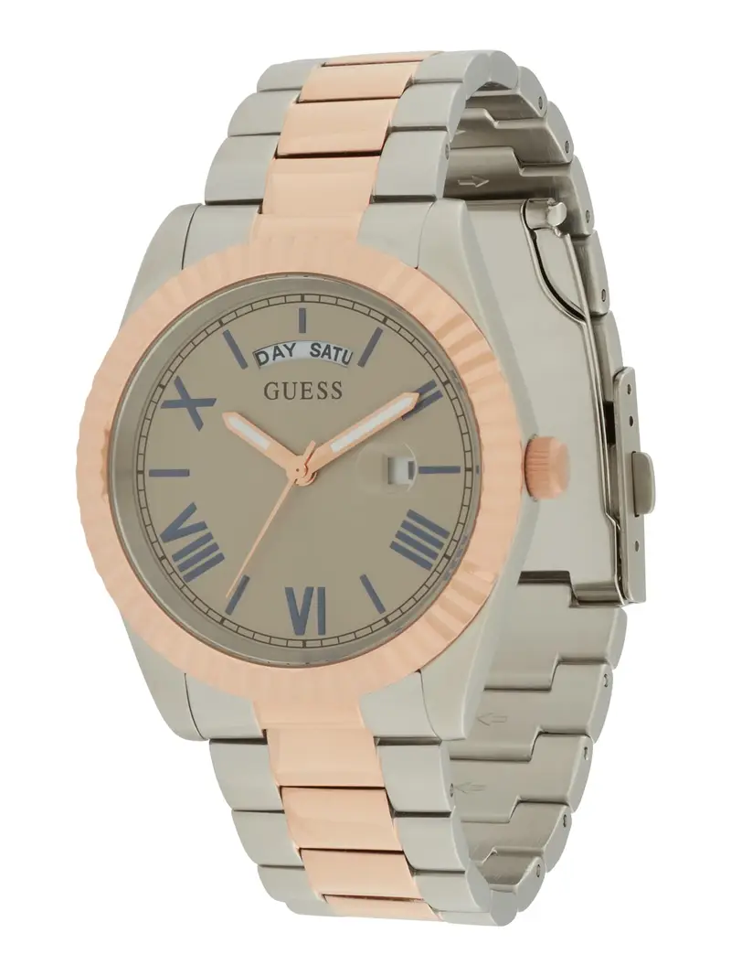 GUESS Orologio analogico 'CONNOISSEUR'  giallo oro / grigio argento