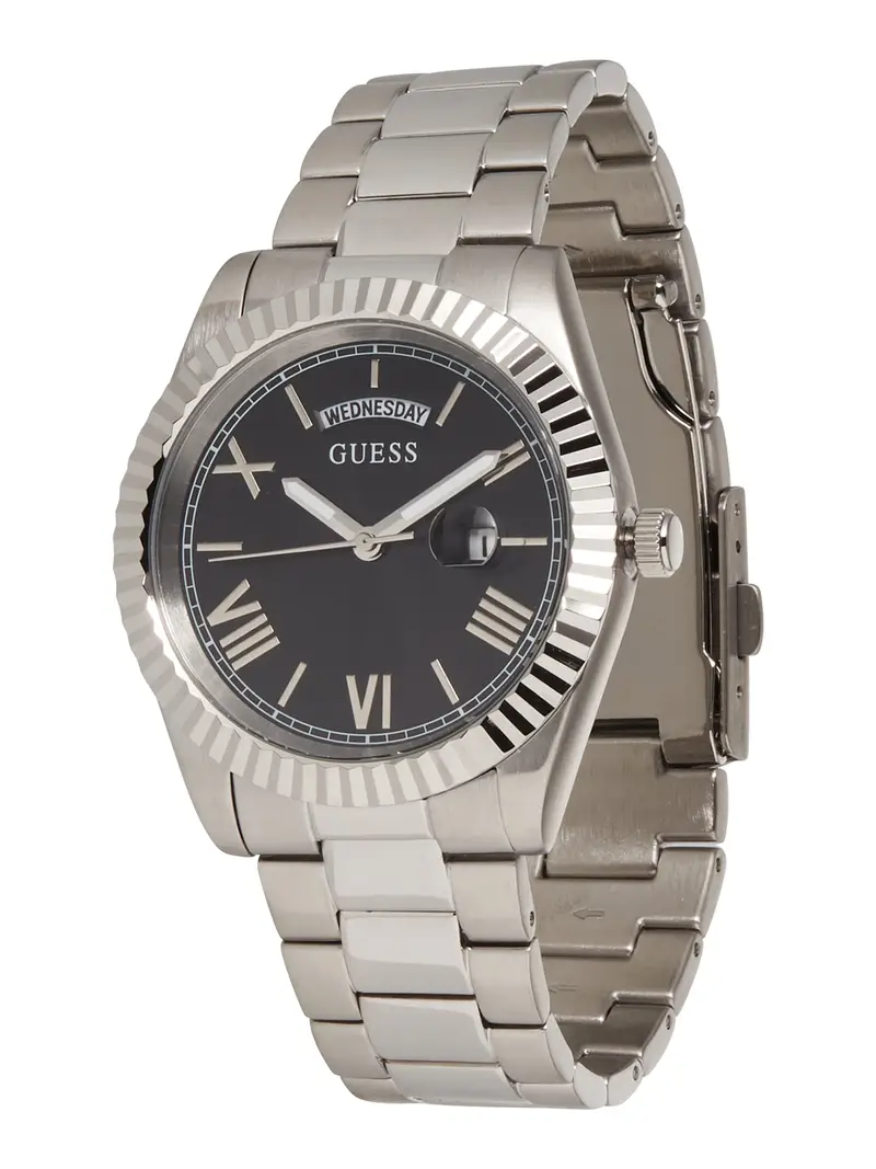 GUESS Orologio analogico 'Connoisseur'  nero / argento