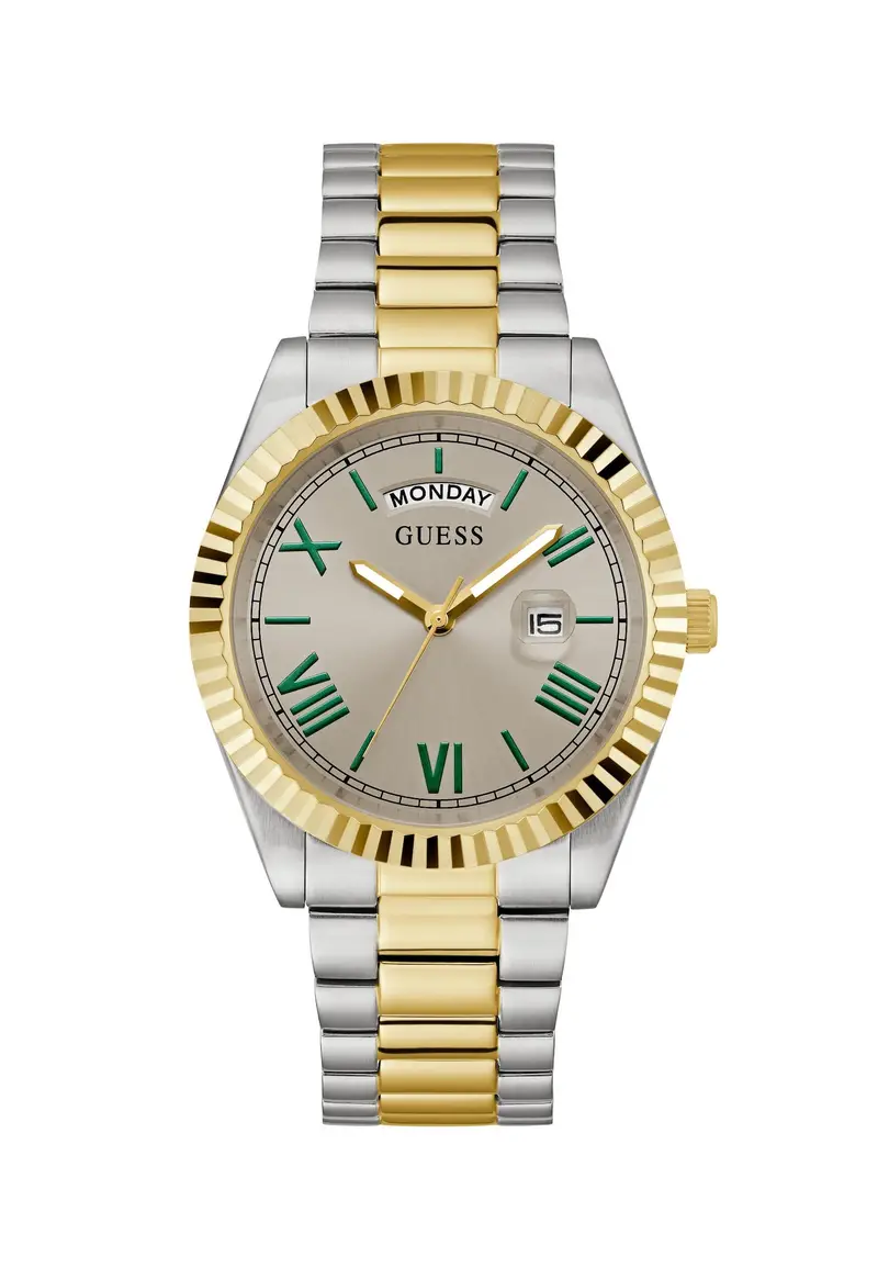 GUESS Orologio analogico 'Connoisseur'  oro / grigio / verde