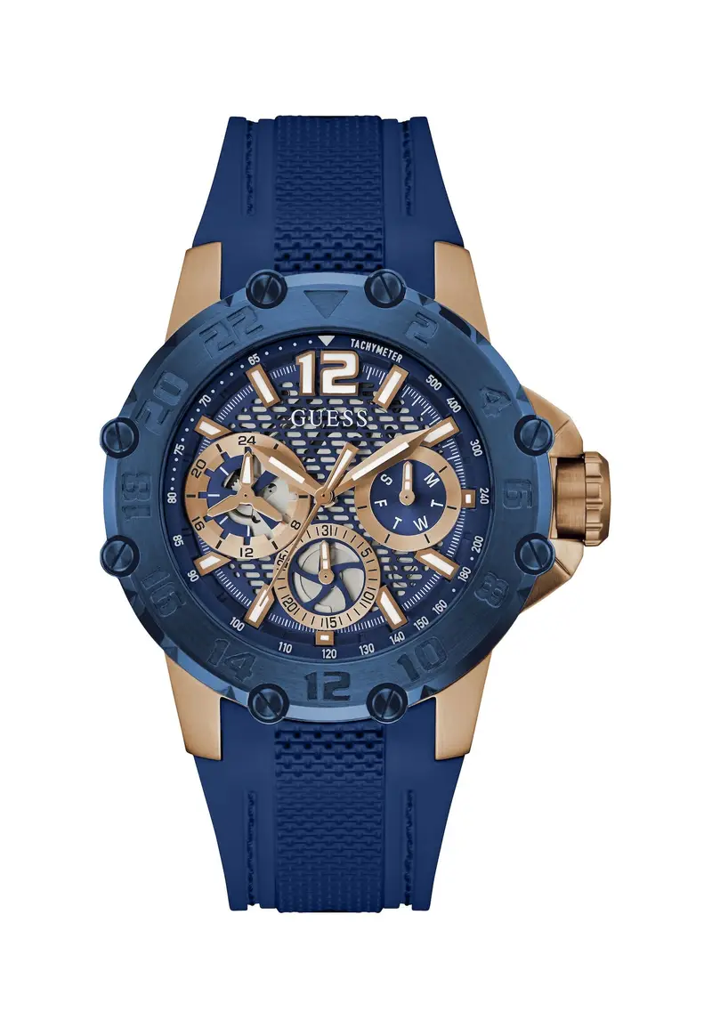 GUESS Orologio analogico 'Contender'  blu / oro