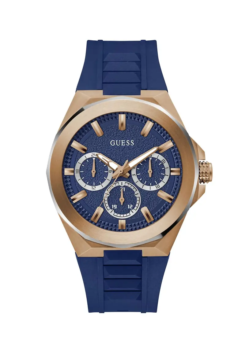 GUESS Orologio analogico 'Dashboard' blu scuro / oro