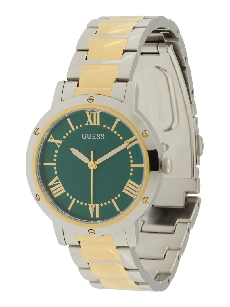 GUESS Orologio analogico 'Dawn' oro / smeraldo / argento / offwhite