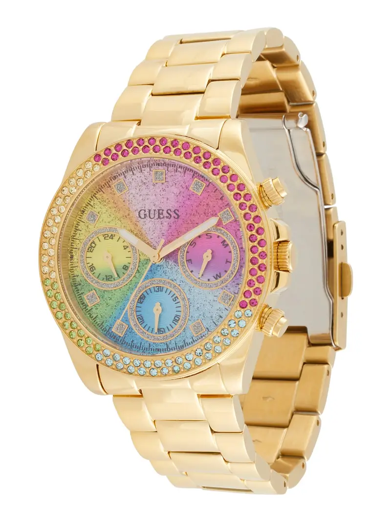 GUESS Orologio analogico 'Dress' blu chiaro / giallo / oro / rosa
