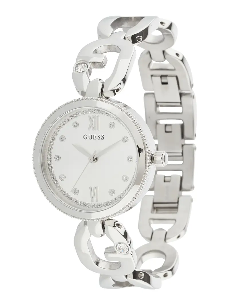 GUESS Orologio analogico 'Empower' argento / bianco