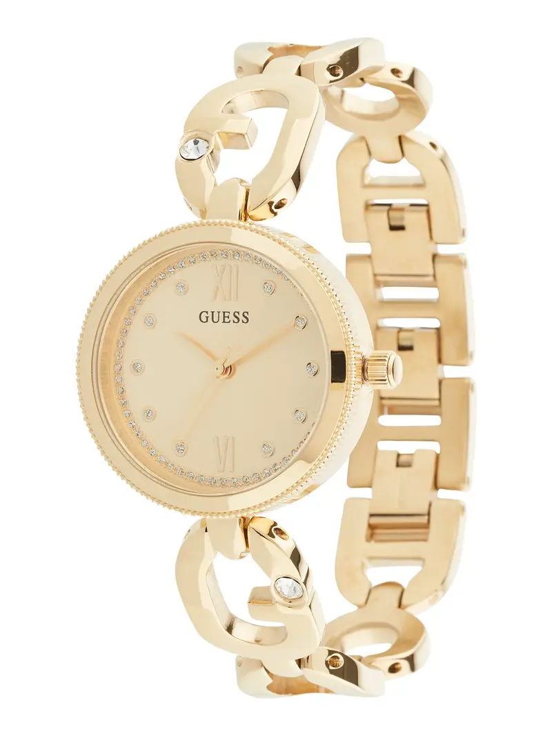GUESS Orologio analogico 'Empower' champagne / oro / trasparente