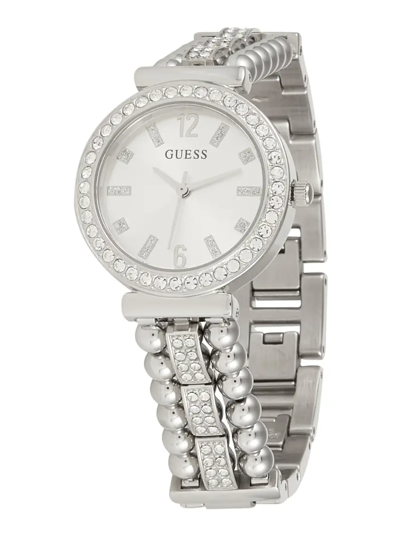 GUESS Orologio analogico 'Gala'  argento / trasparente / bianco