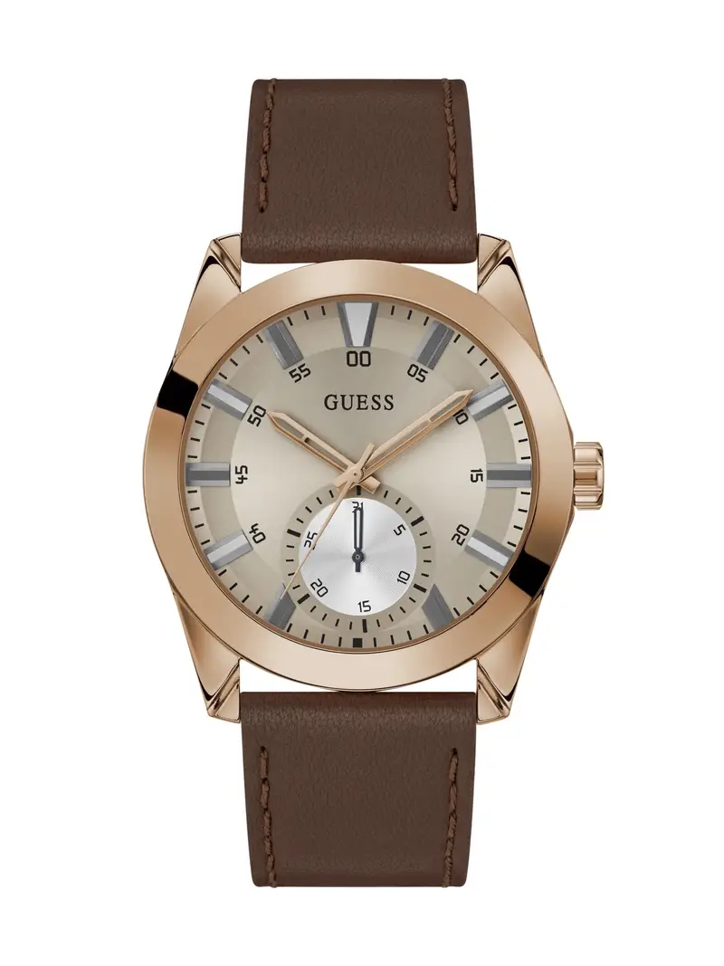 GUESS Orologio analogico 'GREYSON' marrone / oro