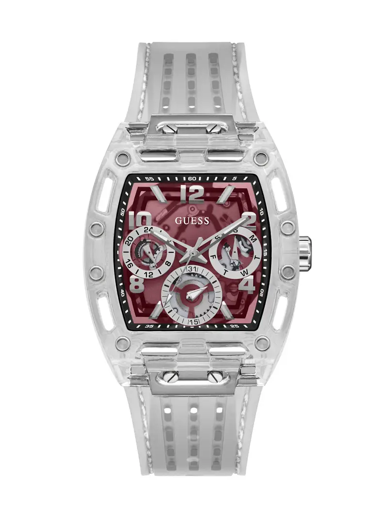 GUESS Orologio analogico 'GT Phoenix' rosso scuro / argento / trasparente